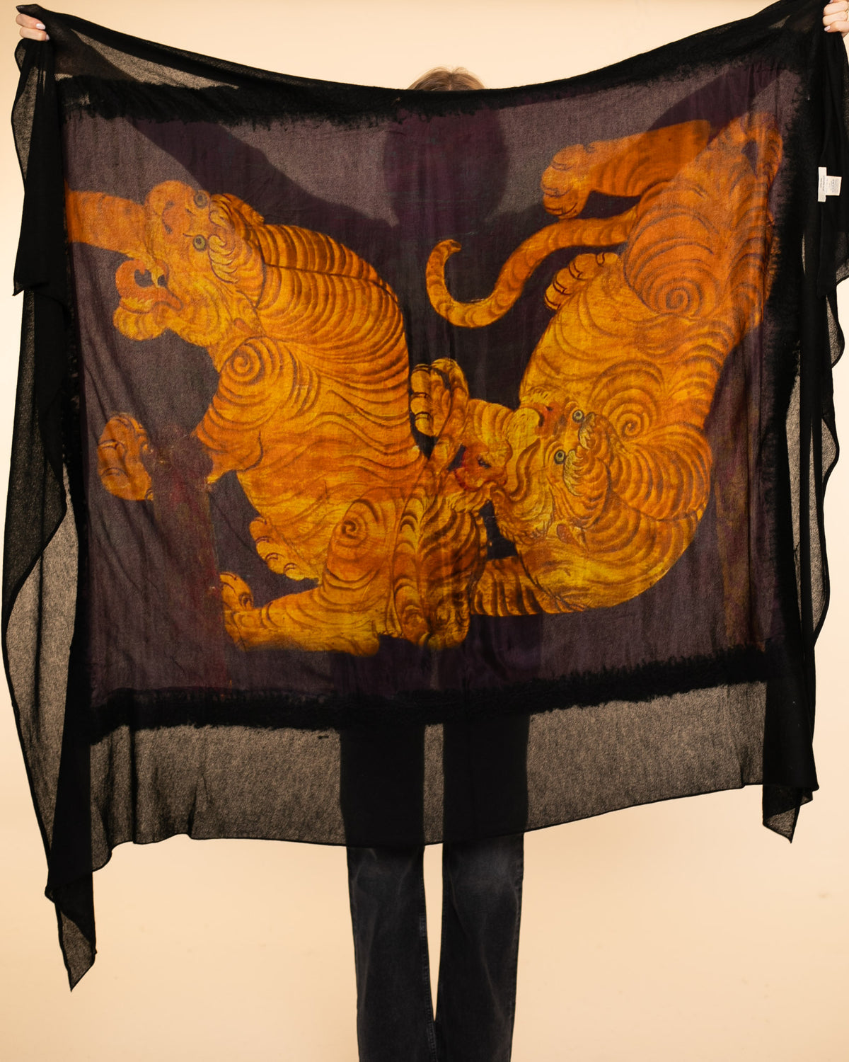 Tibetan Collection Shawl | Black+Tiger Protector