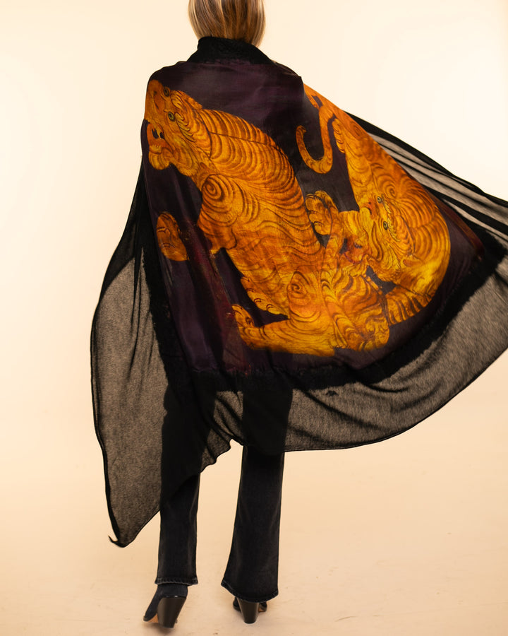 Tibetan Collection Shawl | Black+Tiger Protector