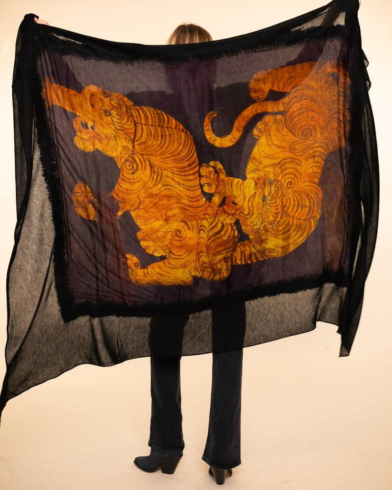 Tibetan Collection Shawl | Black+Tiger Protector