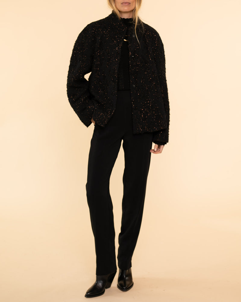 Jacquard Blouson Coat | Nero