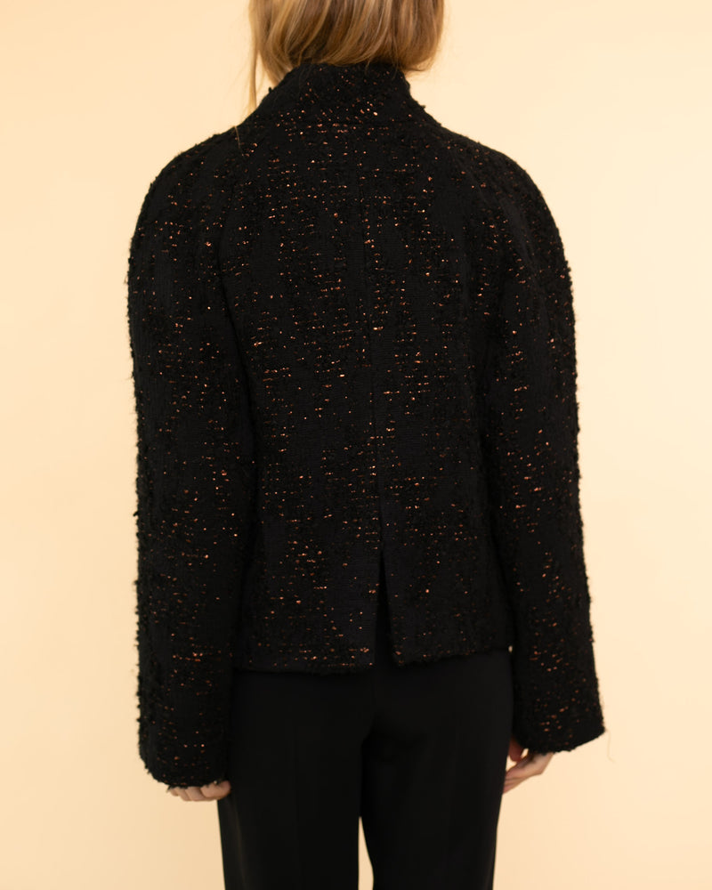 Jacquard Blouson Coat | Nero