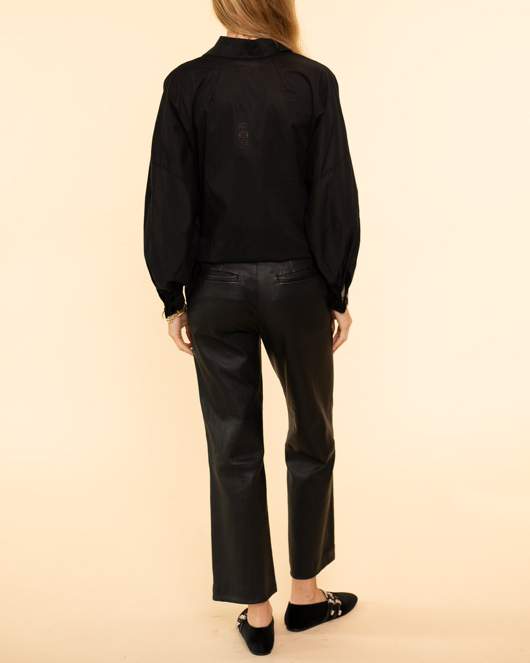 Cropped Baggy Lowrise Trousers | Black