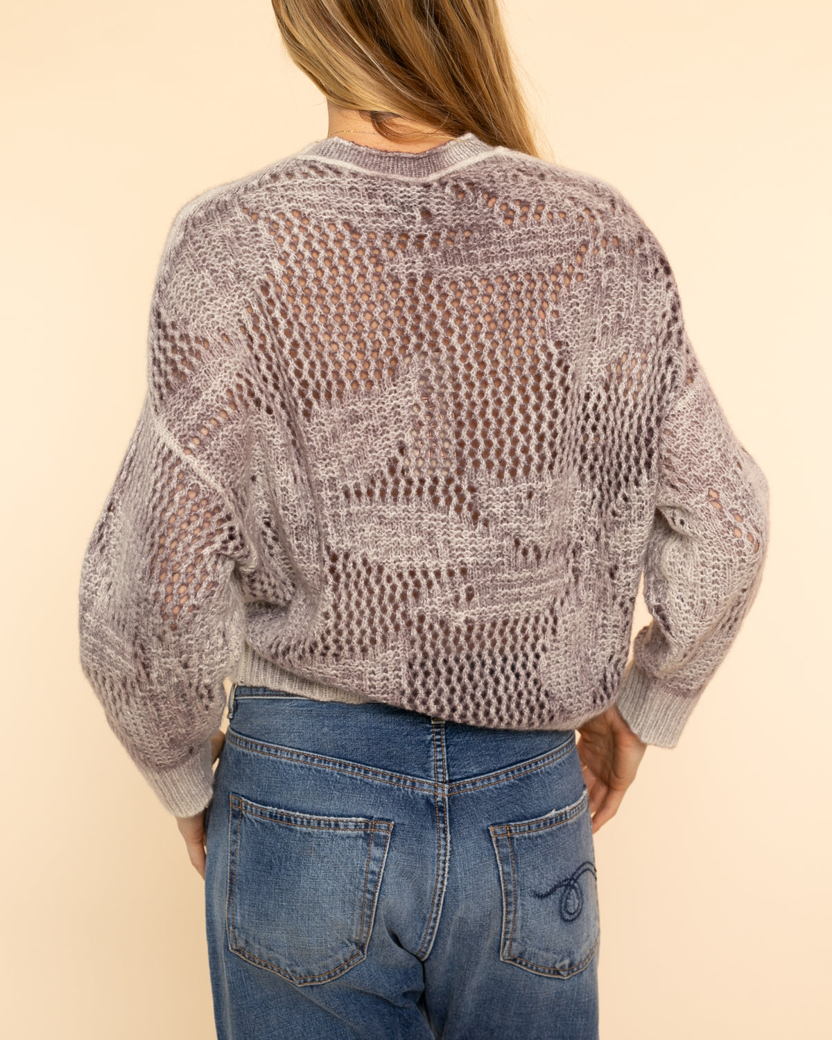 Rose Stitch Cashmere Pullover | Lavender