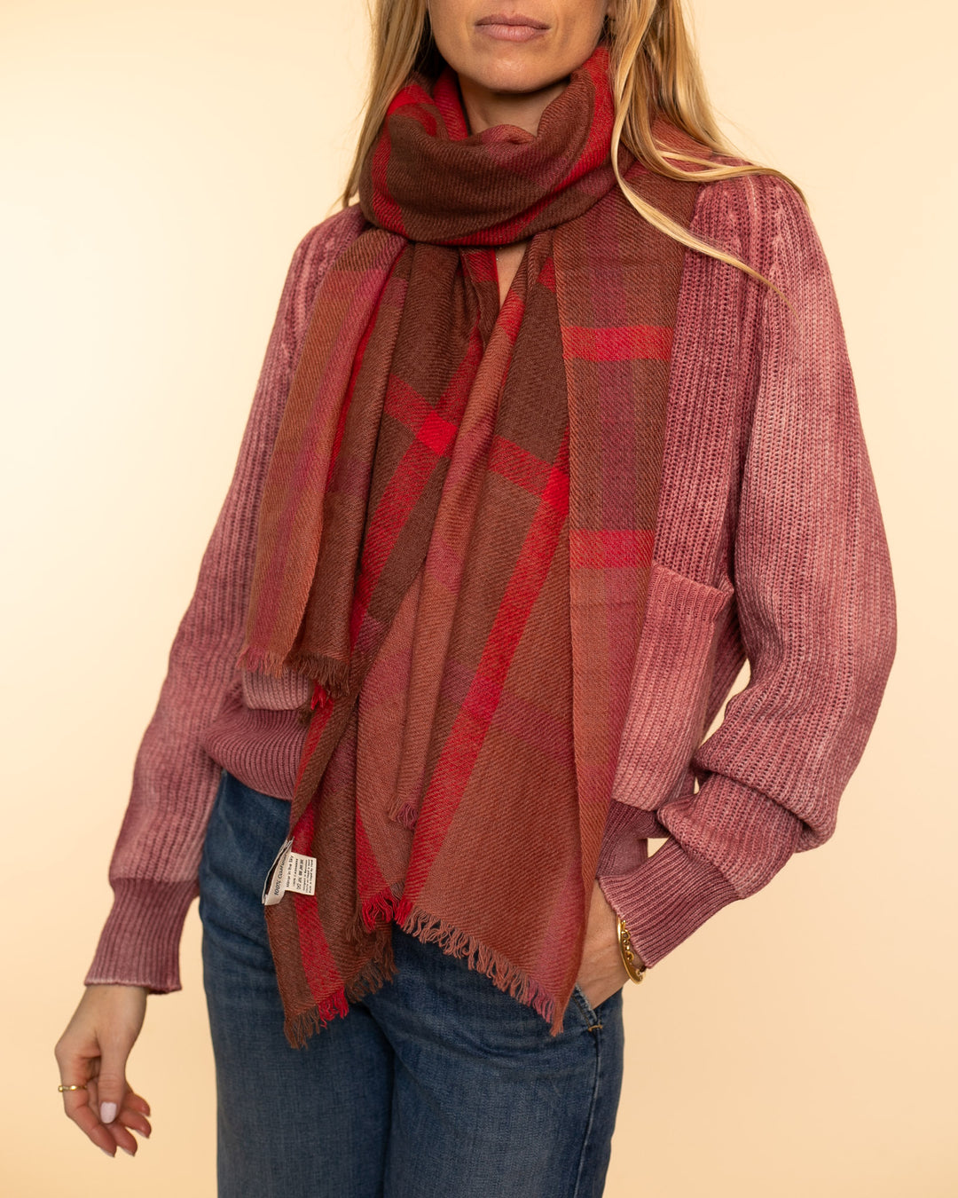 Mirror Cashmere Shawl Checks | Browns+Reds