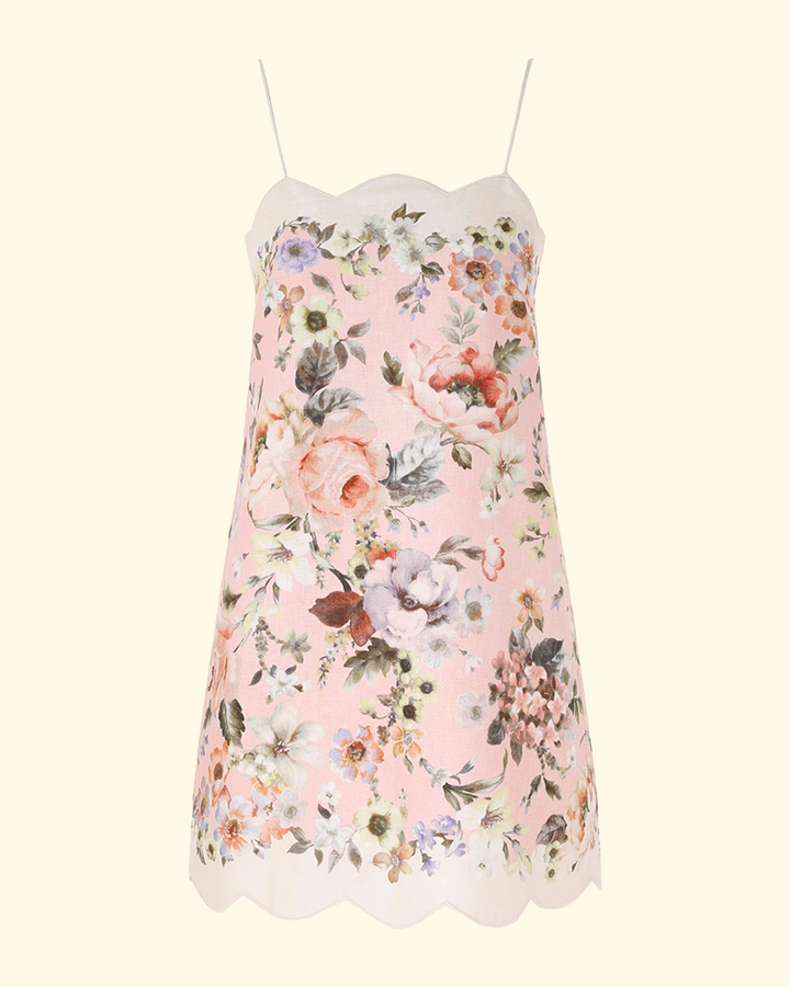 Acacia Scallop Mini Dress | Pink Floral