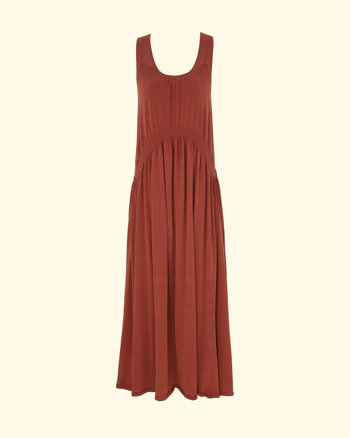 Illuminate Gathered Maxi Dress | Rust