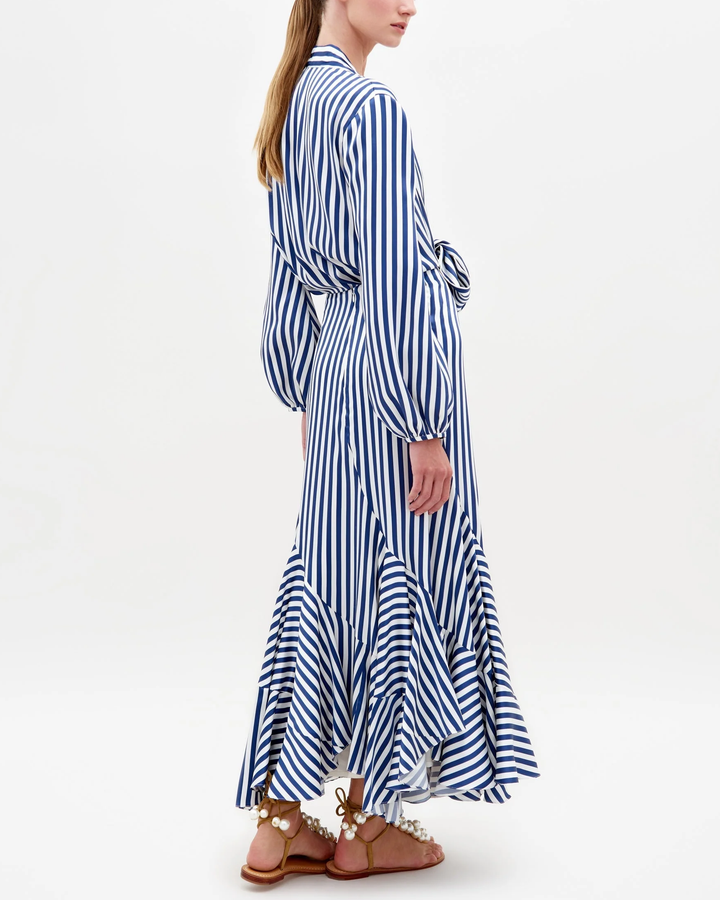 Florina Skirt | White Blue Stripe