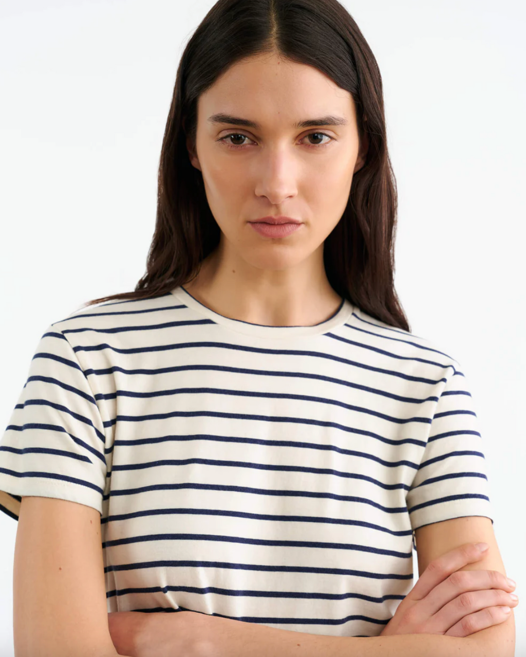 Lana Crewneck Tee | Natural/Navy Stripe