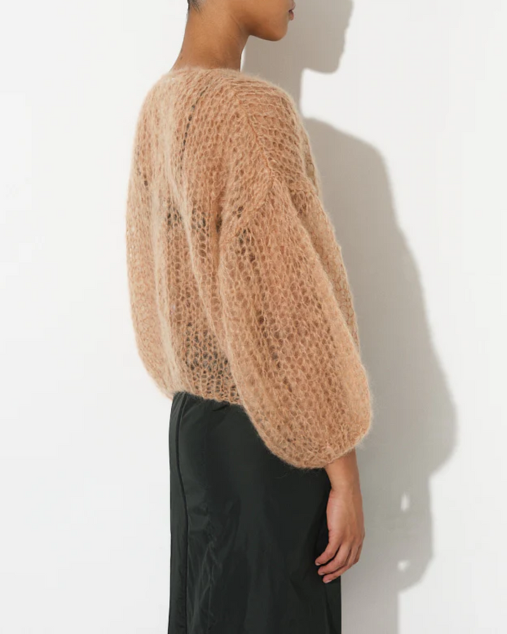 Mohair Bomber Cardigan, Light | Camel