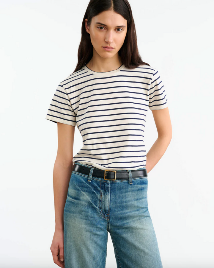 Lana Crewneck Tee | Natural/Navy Stripe