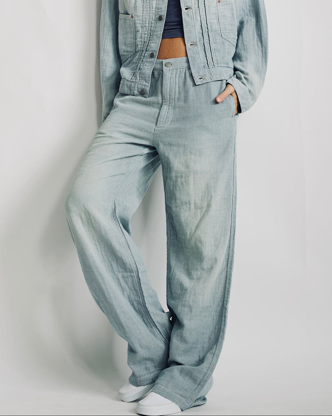 Teri Wide Leg Chino | Double Cloth Indigo