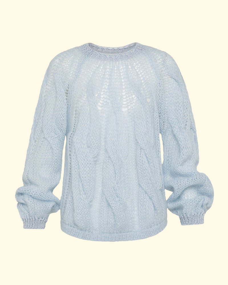 Mohair Cable Round Neck Sweater | Casper