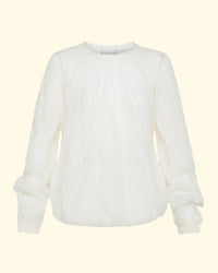 Mohair Cable Roundneck Sweater | Bianco