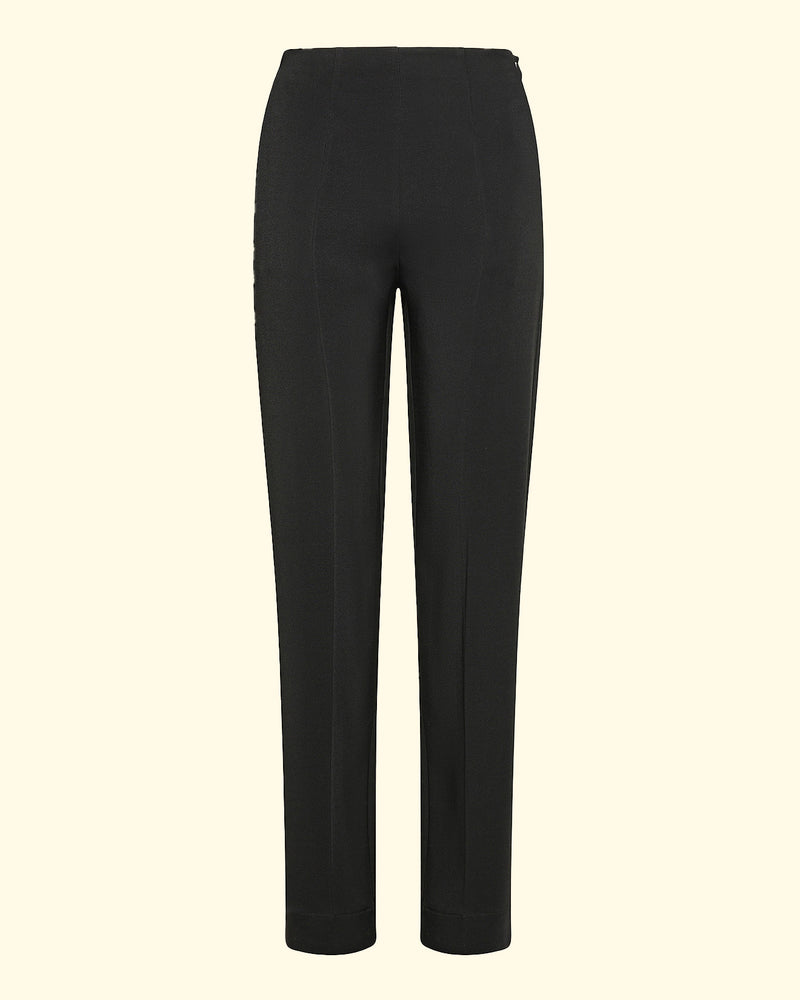 Stretch Cady Crepe High Waist Pant | Nero