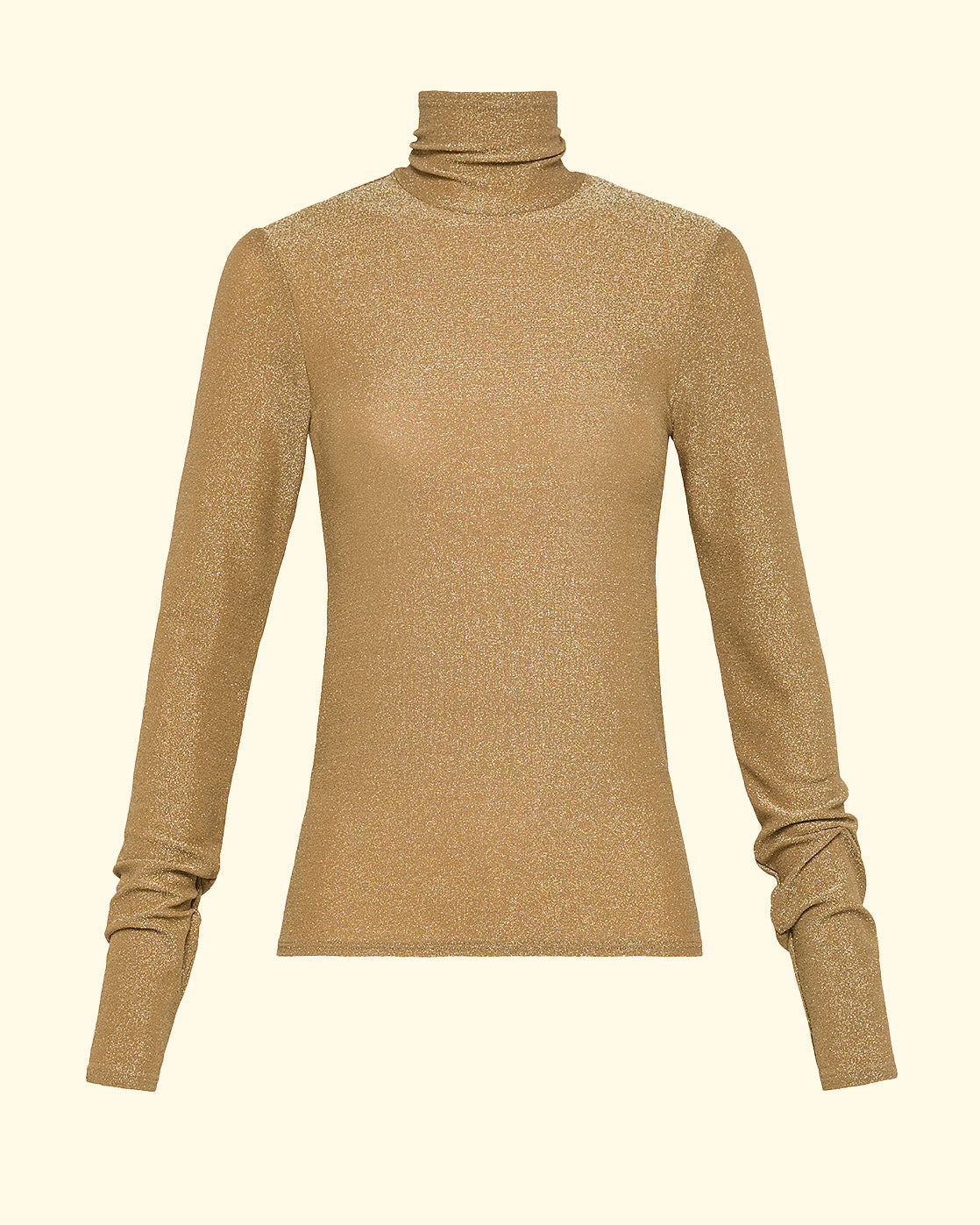 Lurex Jersey Turtleneck T-Shirt | Oro