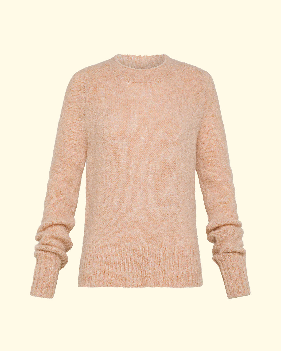 Stretch Brushed Wool Mohair Roundneck Sweater | Peach