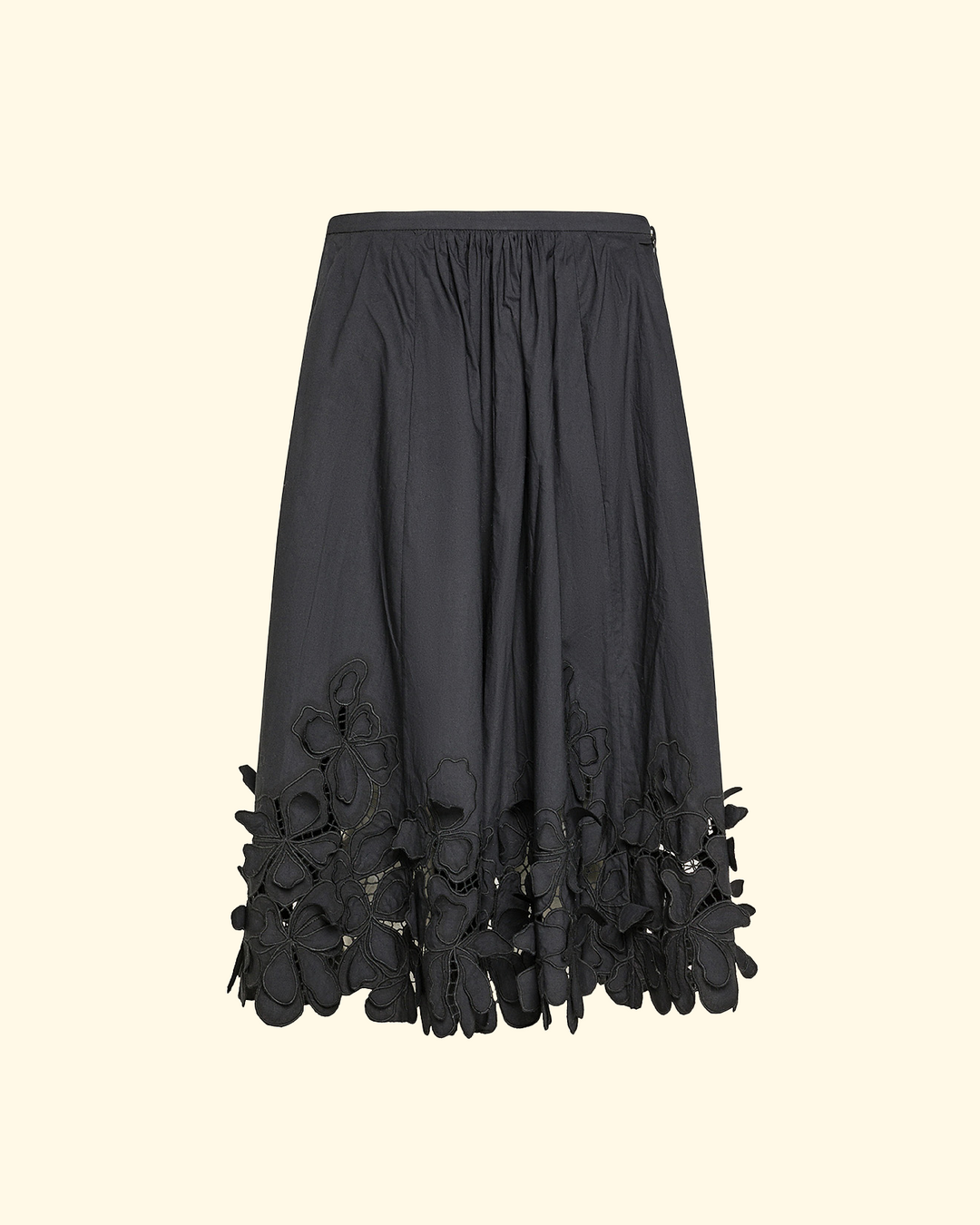 En Fleur Embroidery Skirt | Nero