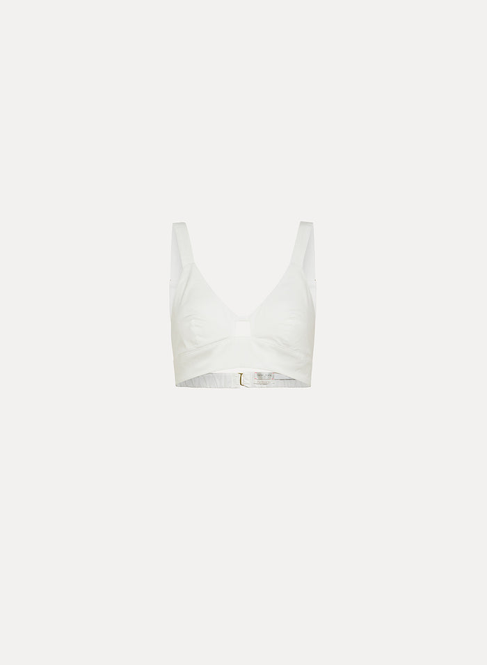 BCI Cotton Popline Bralette Satin Details | Bianco