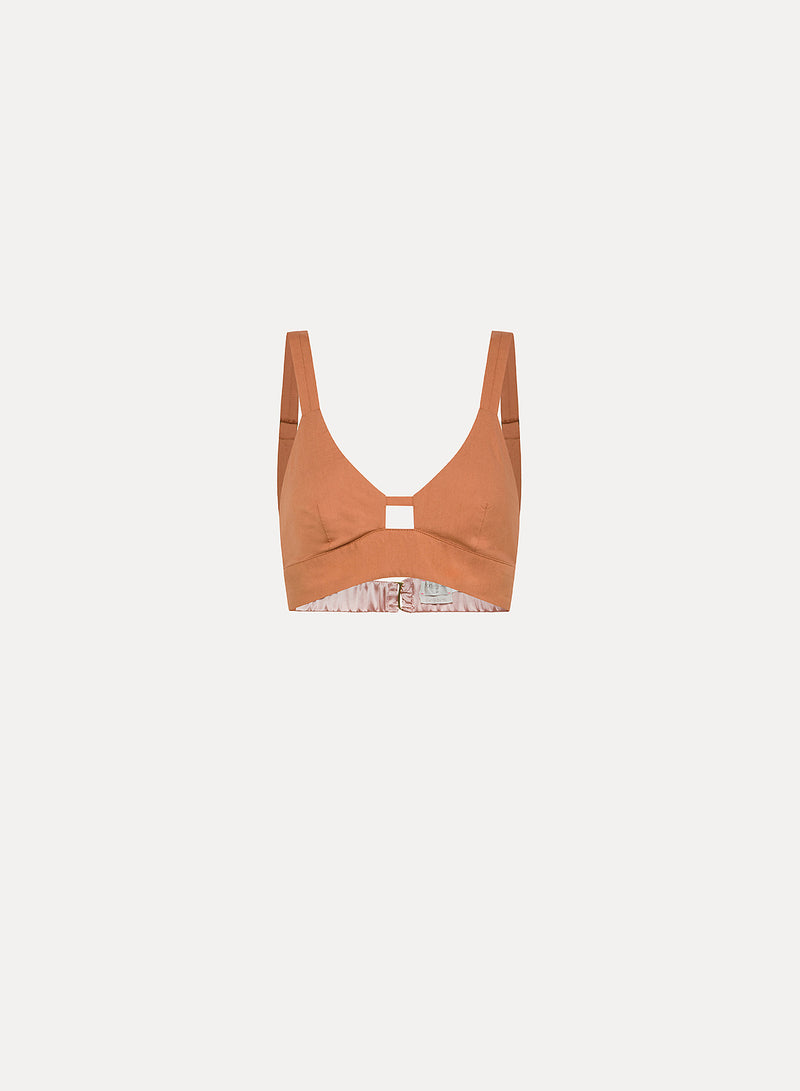 BCI Cotton Popline Bralette Satin Details | Terra