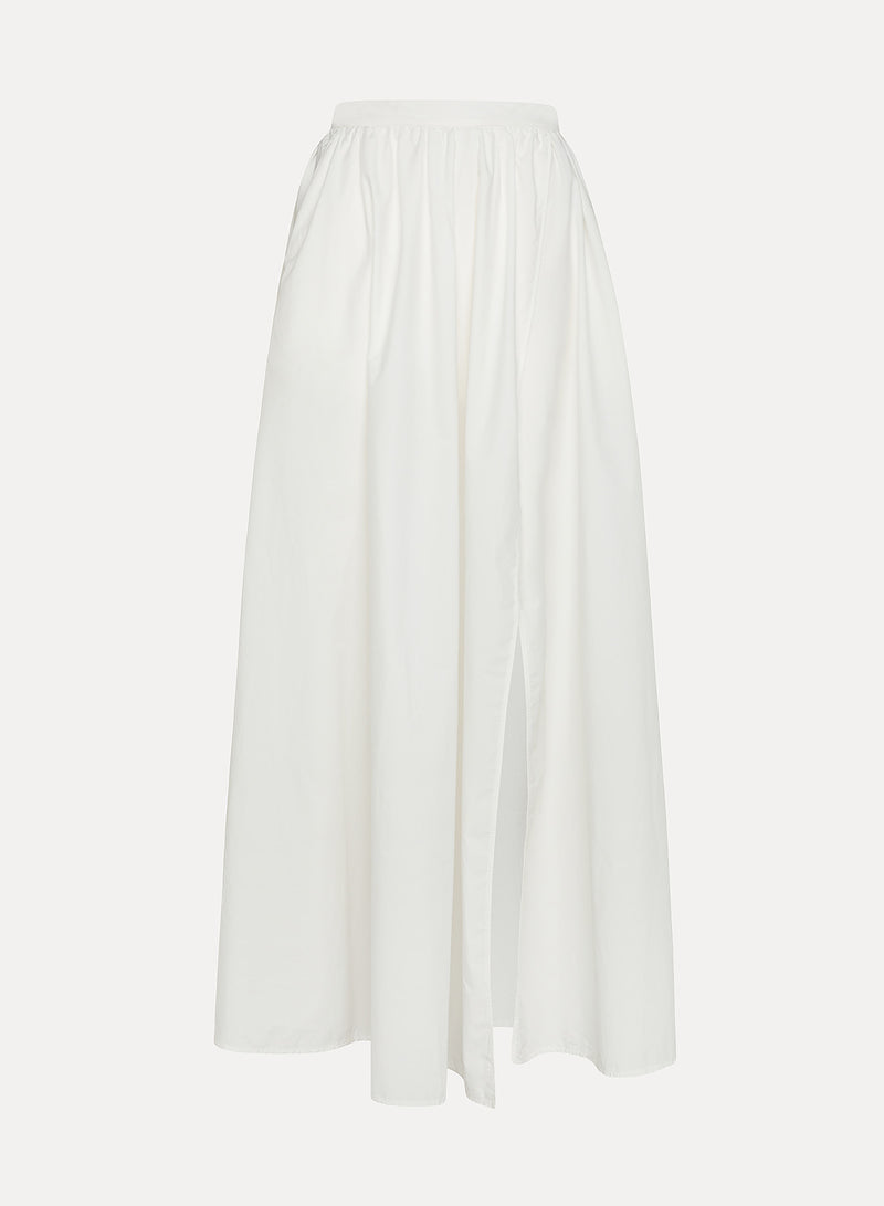 BCI Cotton Popline Long Skirt | Bianco