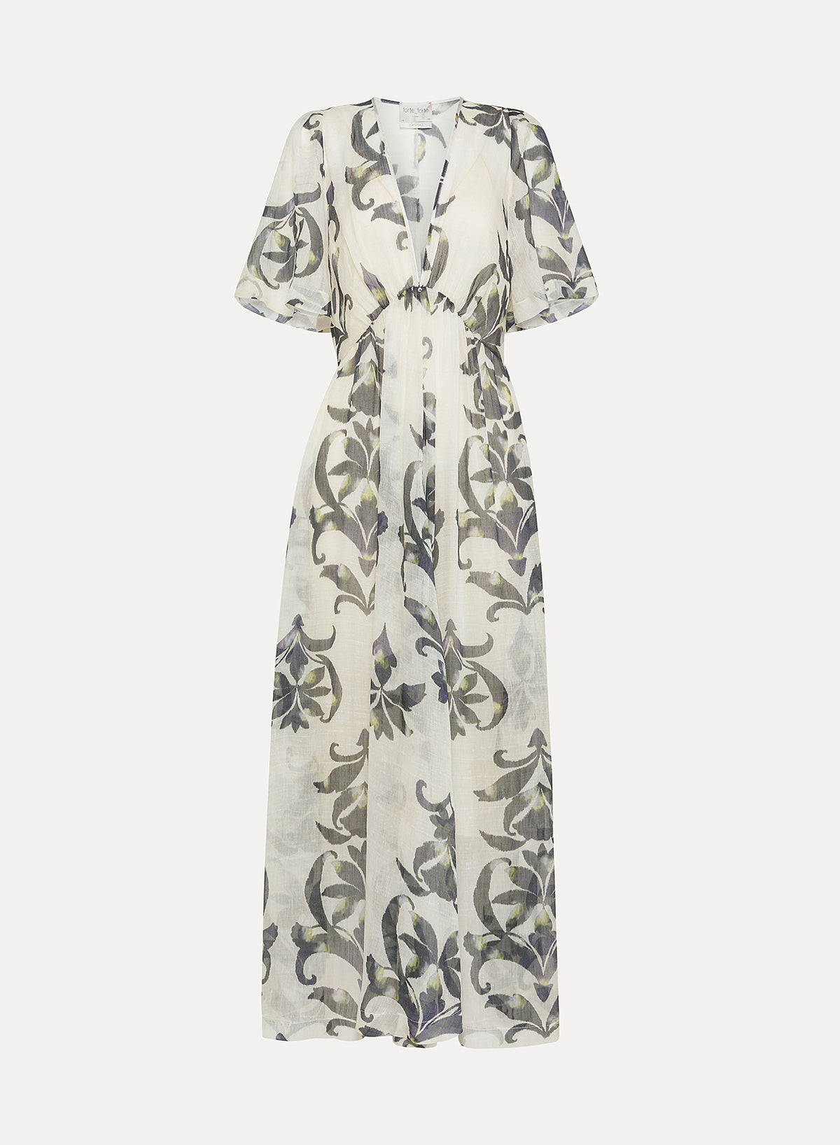 Secret Lily Print Linen Silk Guaze Dress | Oltremare