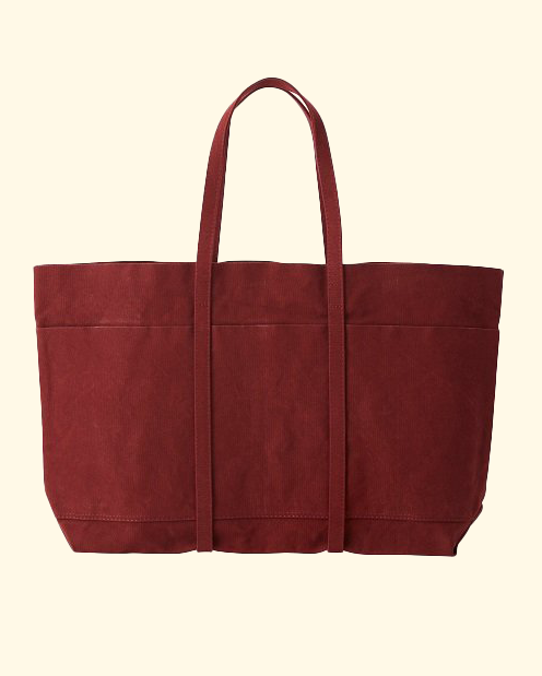 Washed Canvas 6pocket Tote L | Burgundy