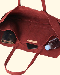 Washed Canvas 6pocket Tote L | Burgundy