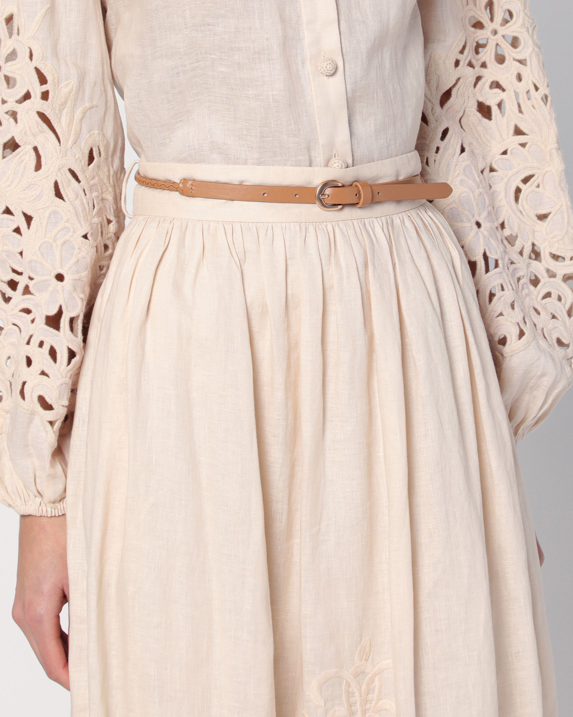 Wylie Embroidered Midi Skirt | Cream