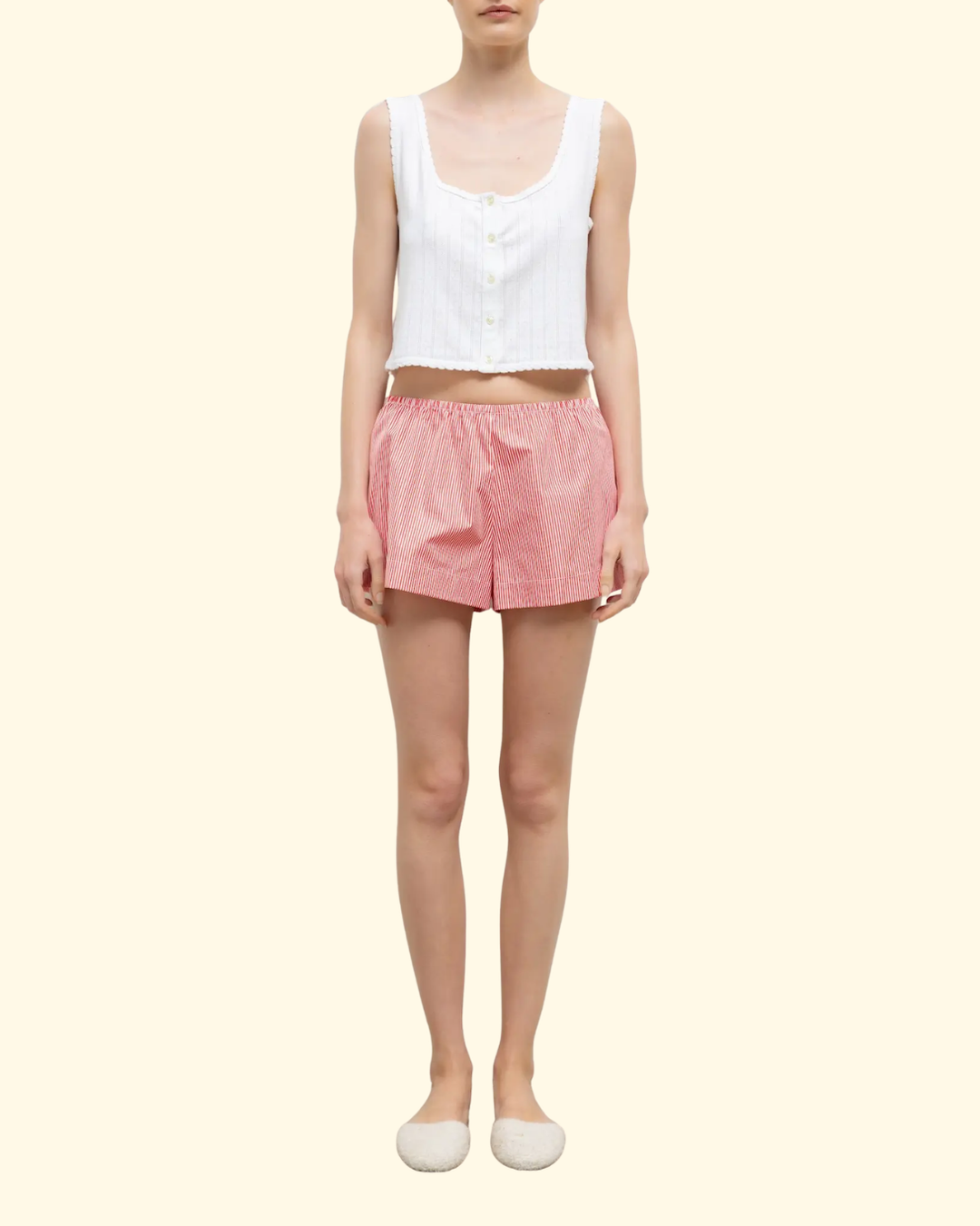 Yoshi Stripe Summer Short | Cerise/ White Stripe