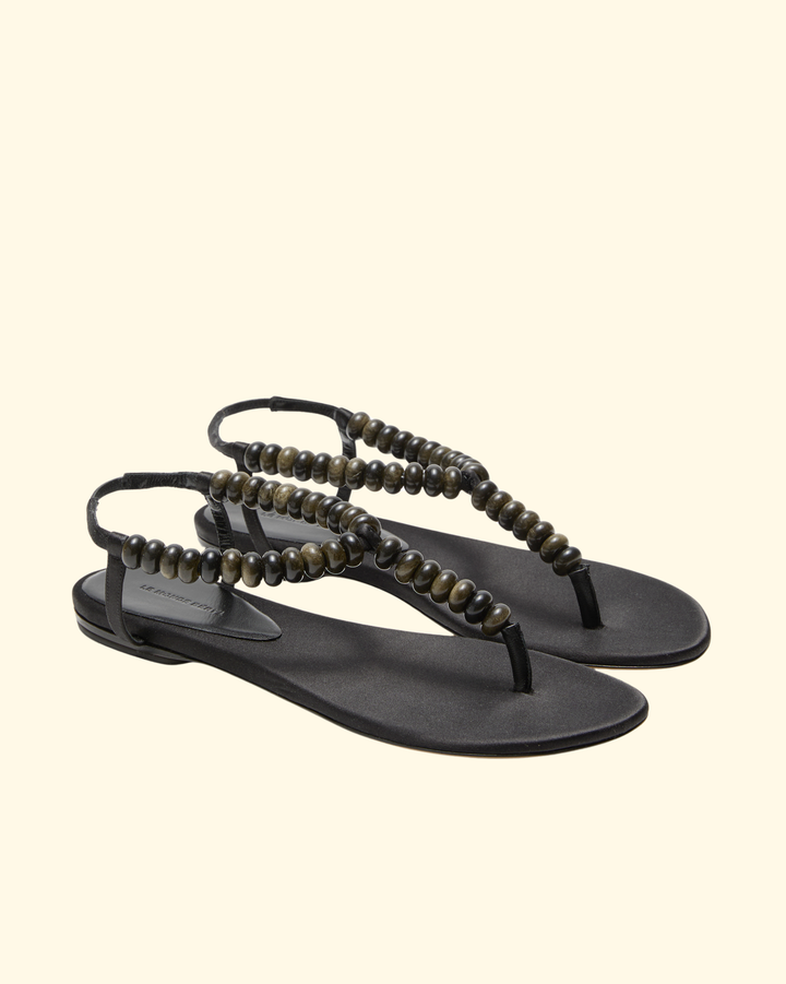 Beaded Thong Sandal | Black