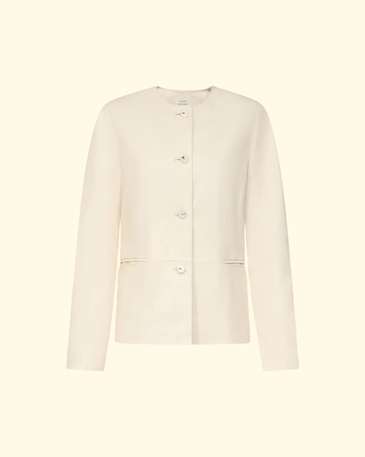 Adea Collarless Jacket | Ivory