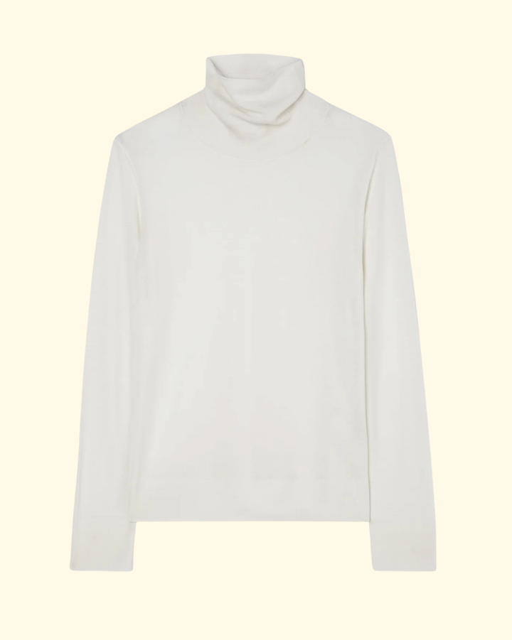 Fine-Knit Wool Cashmere Turtleneck | Mid Grey Melange