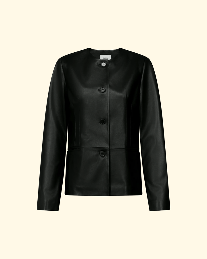 Adea Collarless Jacket | Black