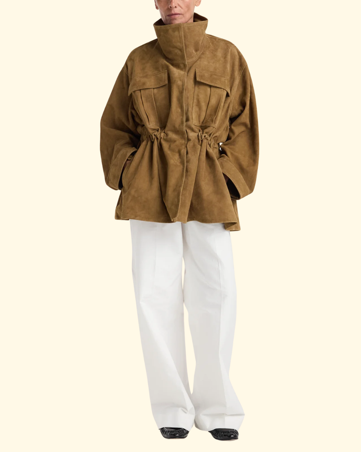 Sculptural Suede Jacket | Sage