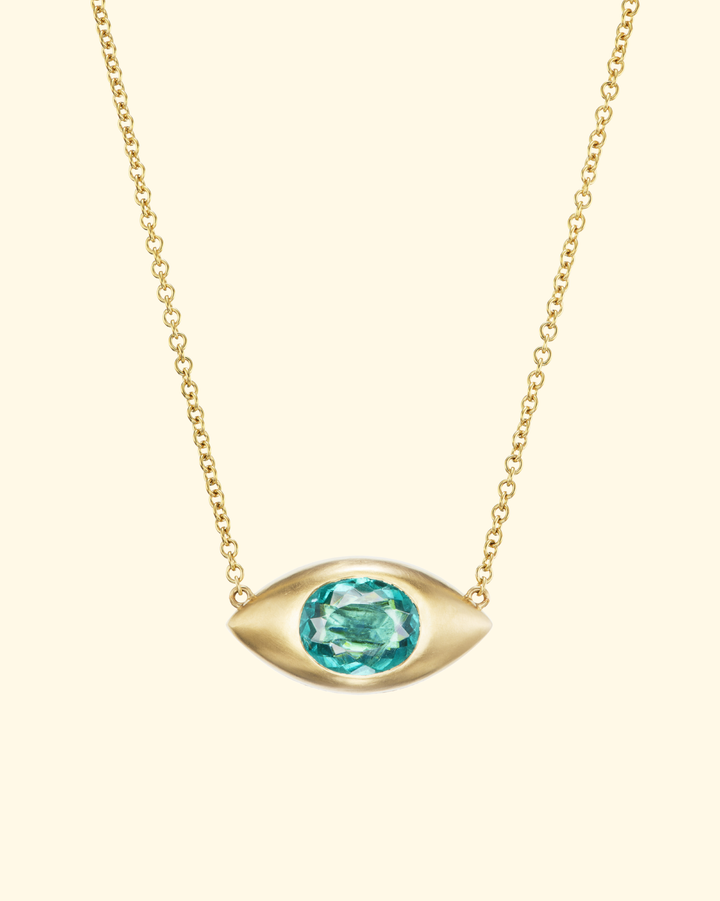 Blue Tourmaline Mega Eye Necklace | 18k Yellow Gold