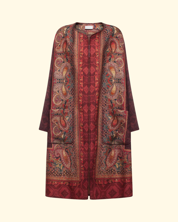 Pancake Kimono Wool | Red Multi Color