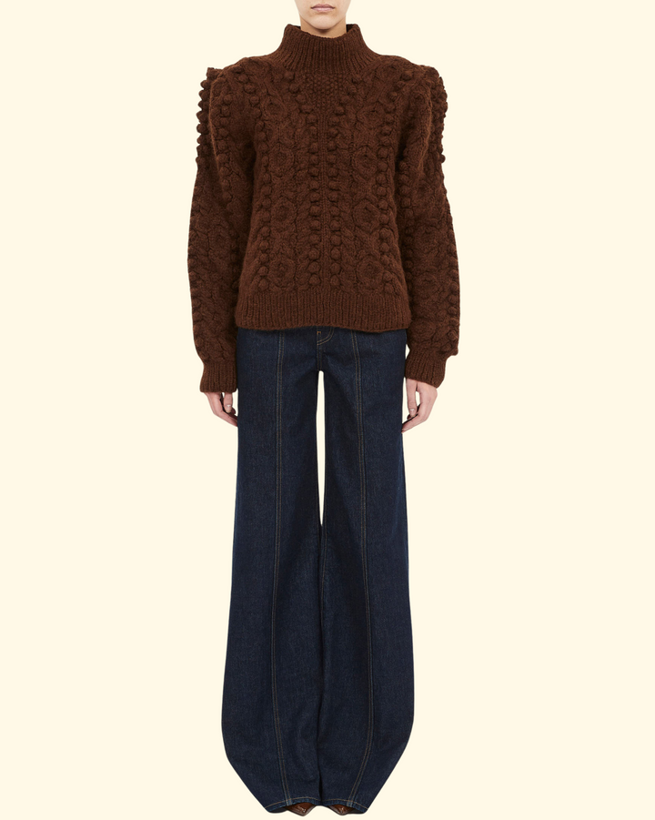 Albia Alpaca Knit Pullover | Mahogany