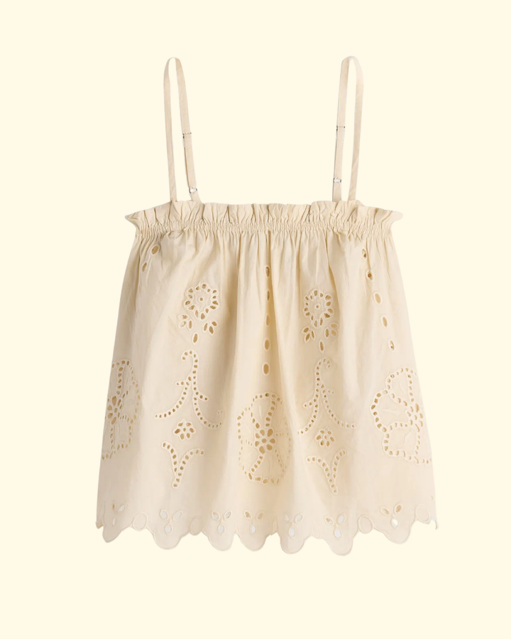 Embroidered Cami Top | Ecru