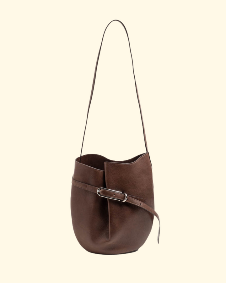 Belted Bucket Bag | Dark Brown Leather
