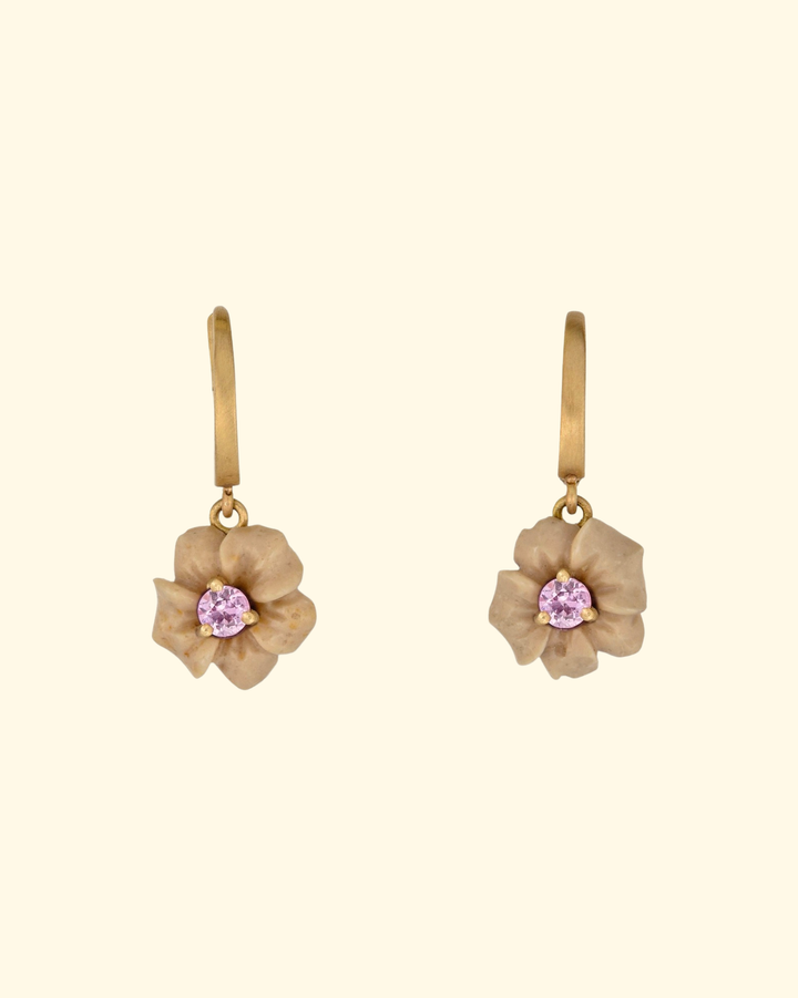Vesuvian Lava Earrings | Cream with Pink Sapphire