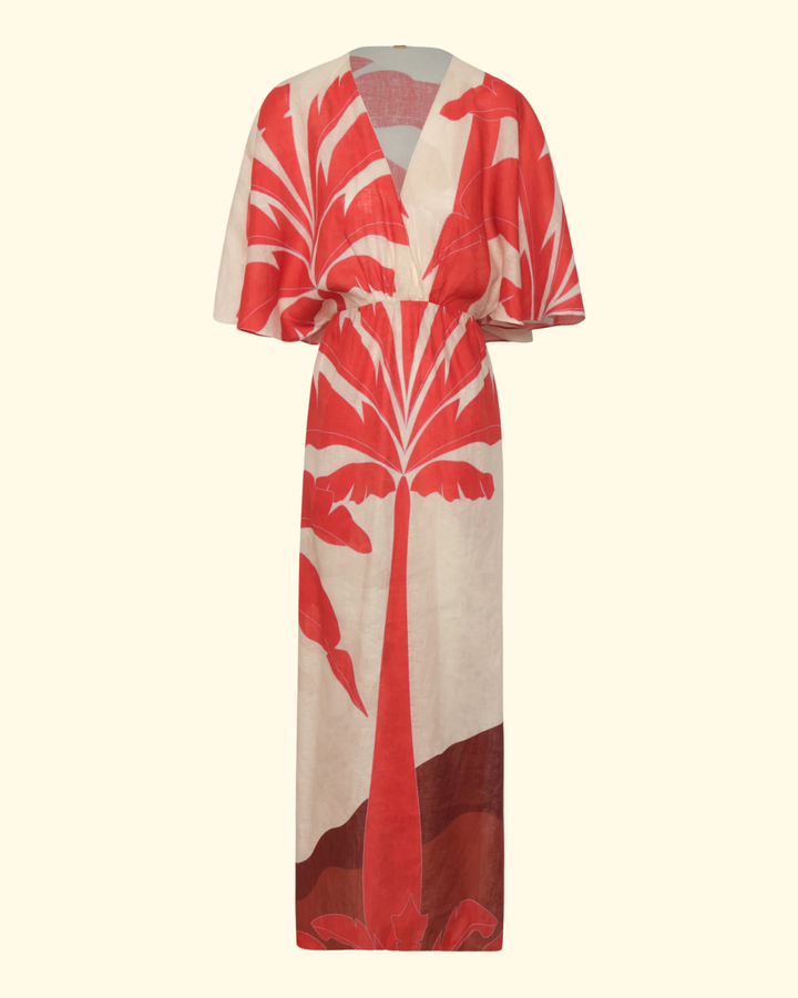 Topacio Linen Midi Tunic Dress | Orange Palms