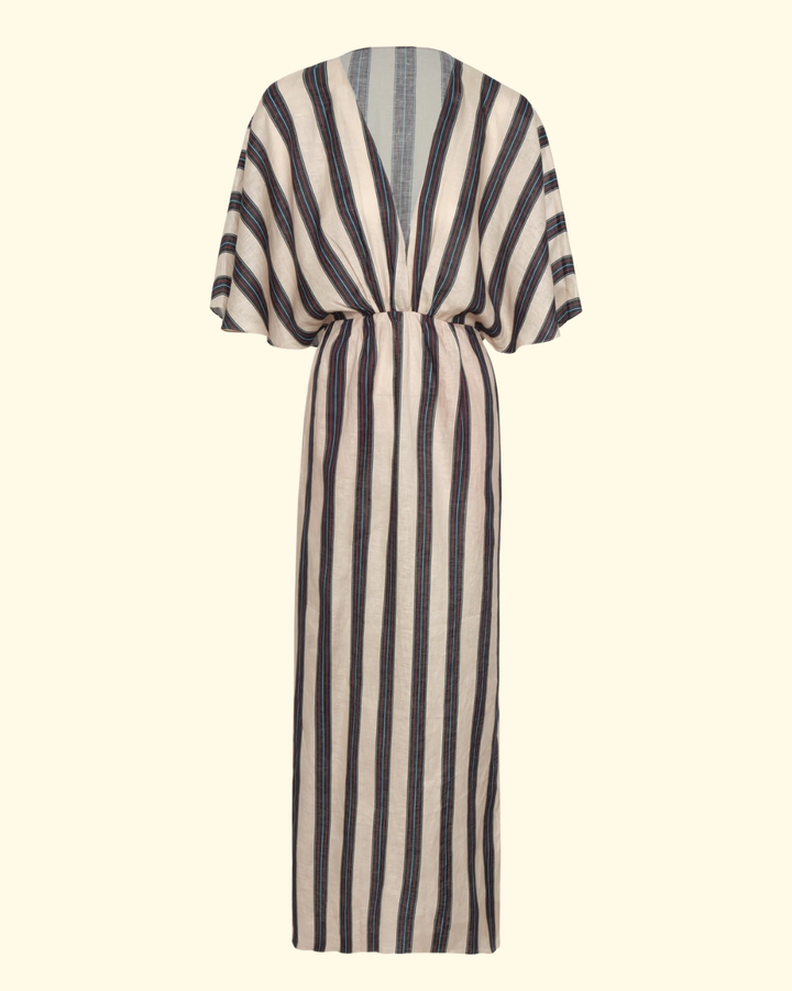 Topacio Linen Midi Tunic Dress | Navy Stripes