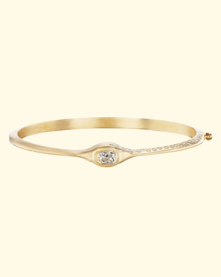 Cushion Old Mine Cut Bangle | 18k Yellow Gold