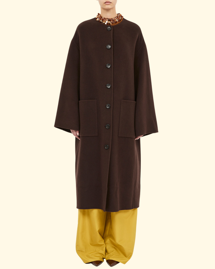 Fernanda Double Faced Wool Oversized Coat | Sable