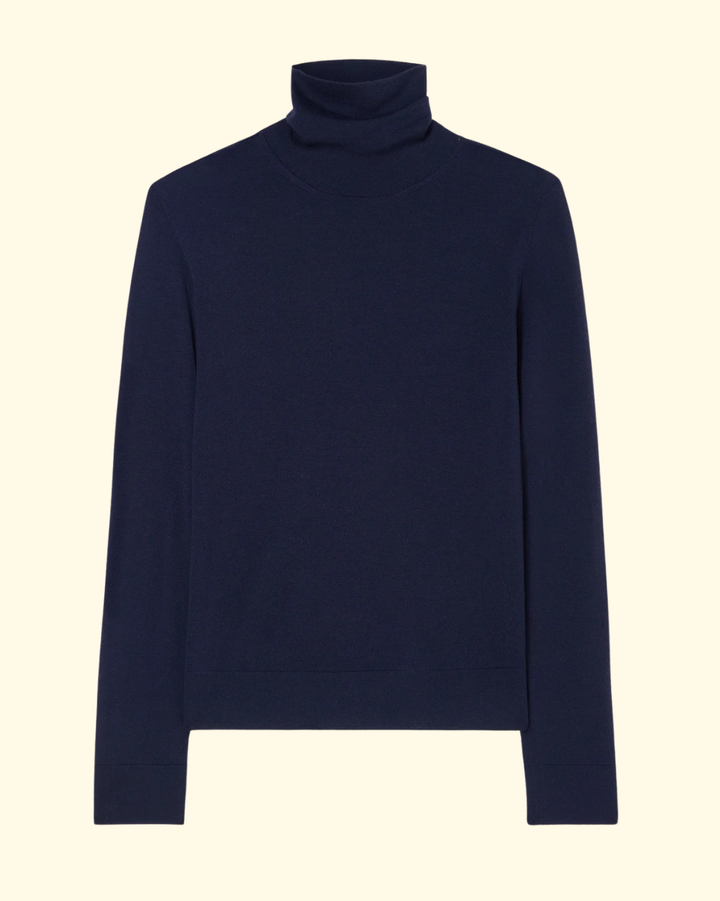 Fine-Knit Wool Cashmere Turtleneck | Navy
