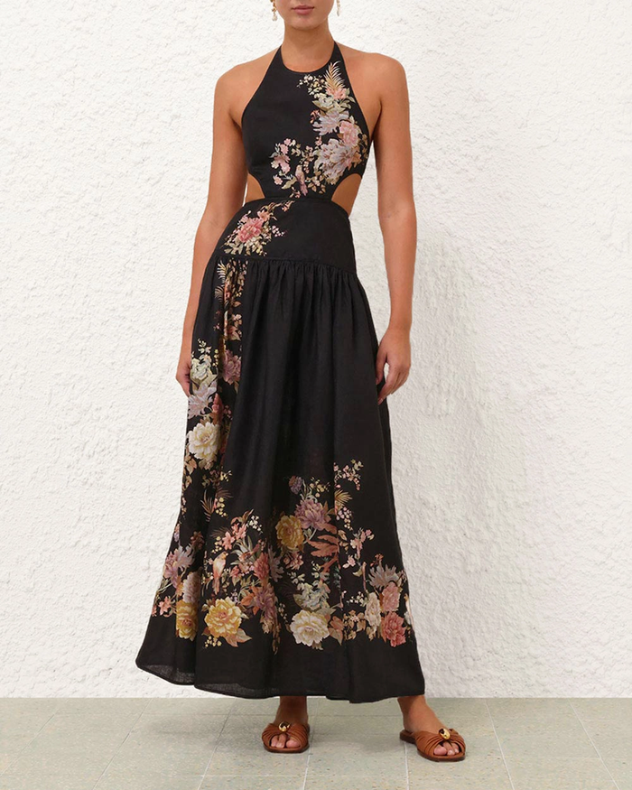 Tallow Halter Dress | Black Multi Floral