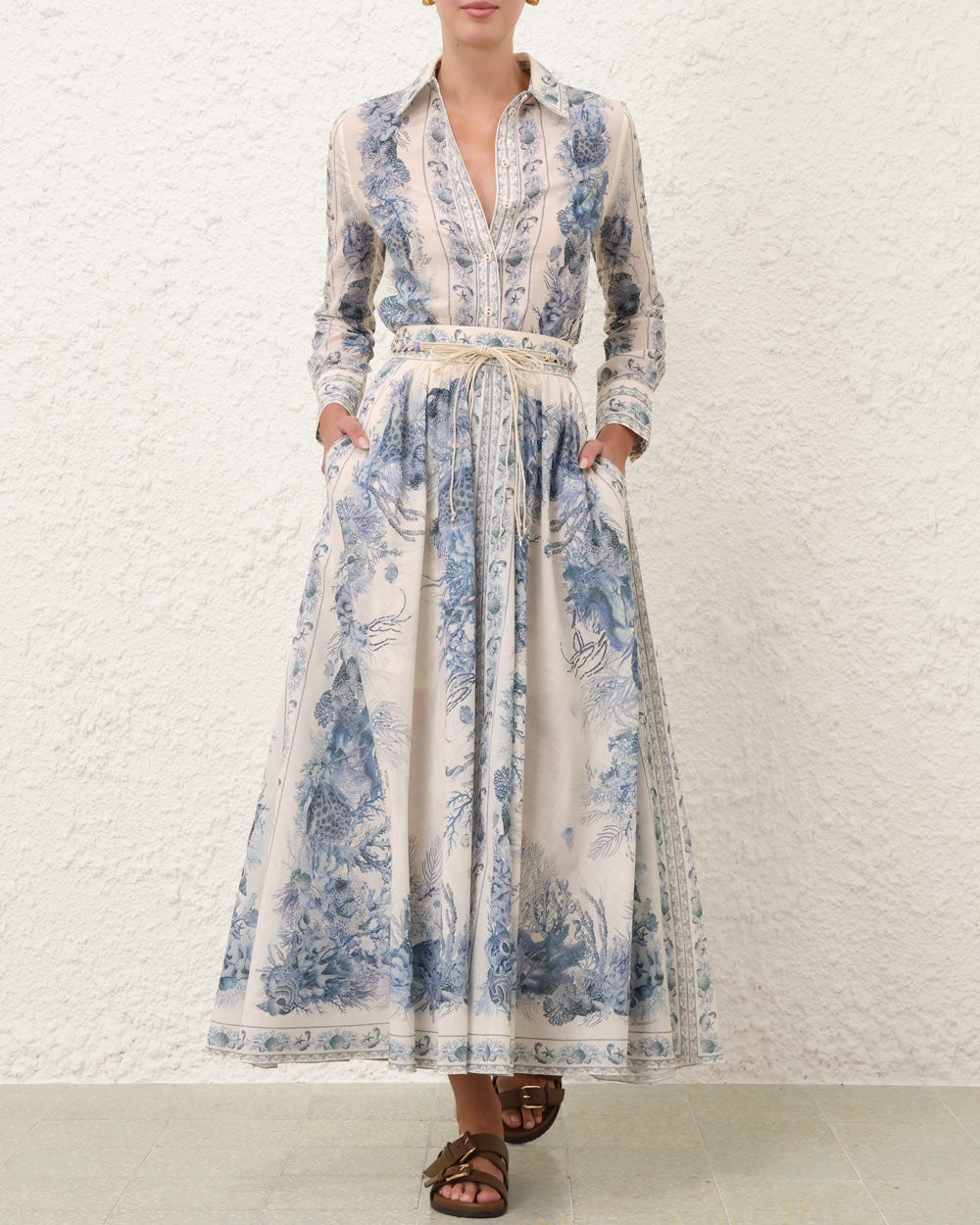 Wanderlust A-Line Maxi Skirt | Blue Toile