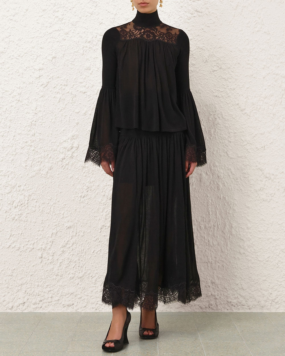 Valiant Lace Maxi Skirt | Black