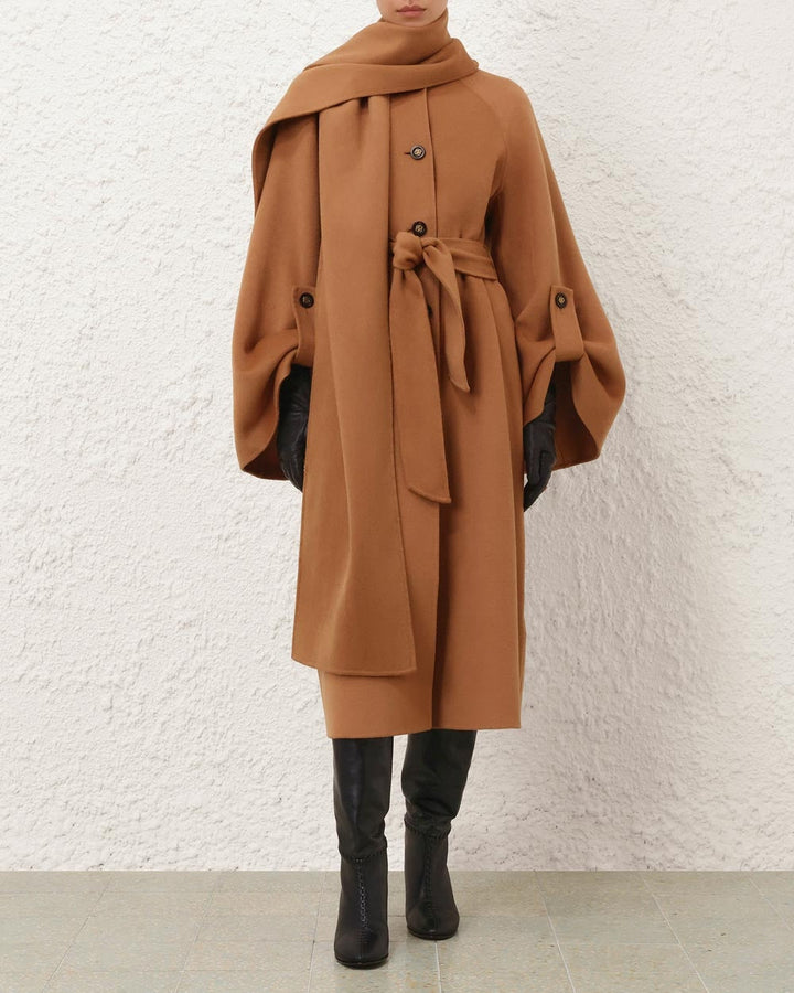 Valiant Wool Scarf Coat | Camel