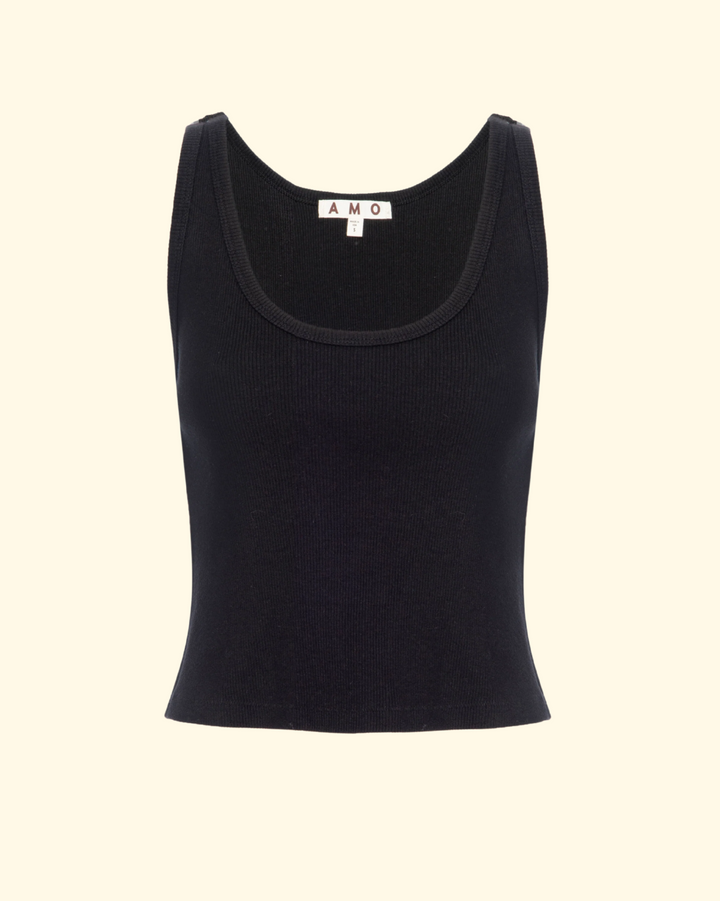 Crop Rib Tank | Black